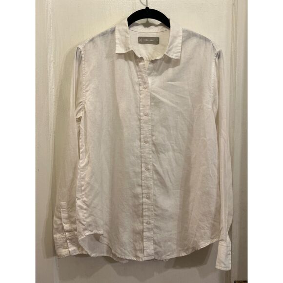 EVERLANE White 100% Linen Long Sleeve Button Up Shirt Top  Women's Size 0 - Picture 2 of 10